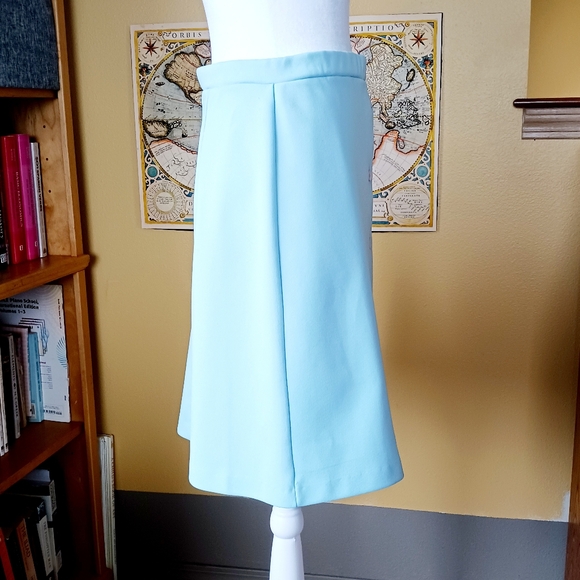 VINTAGE SKIRT SKORT button front light blue Russ mod polyester retro women Small - Picture 5 of 10
